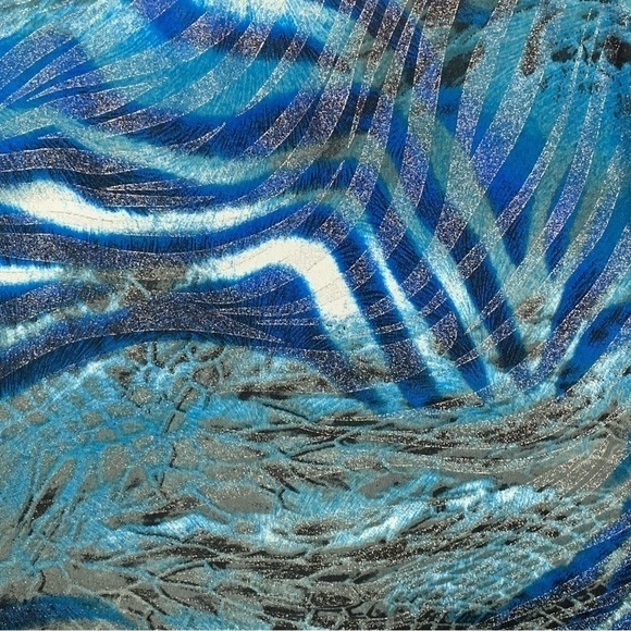 XS Vintage Y2k Blue Silver Shimmer Sleeveless Stretch Blouse Extra Small - Picture 7 of 7